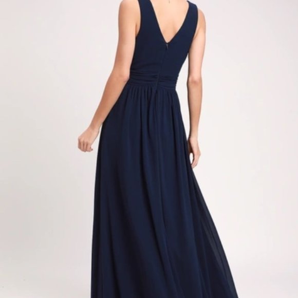 Navy Blue Maxi Dress/ Bridesmaid Dress - Picture 3 of 4